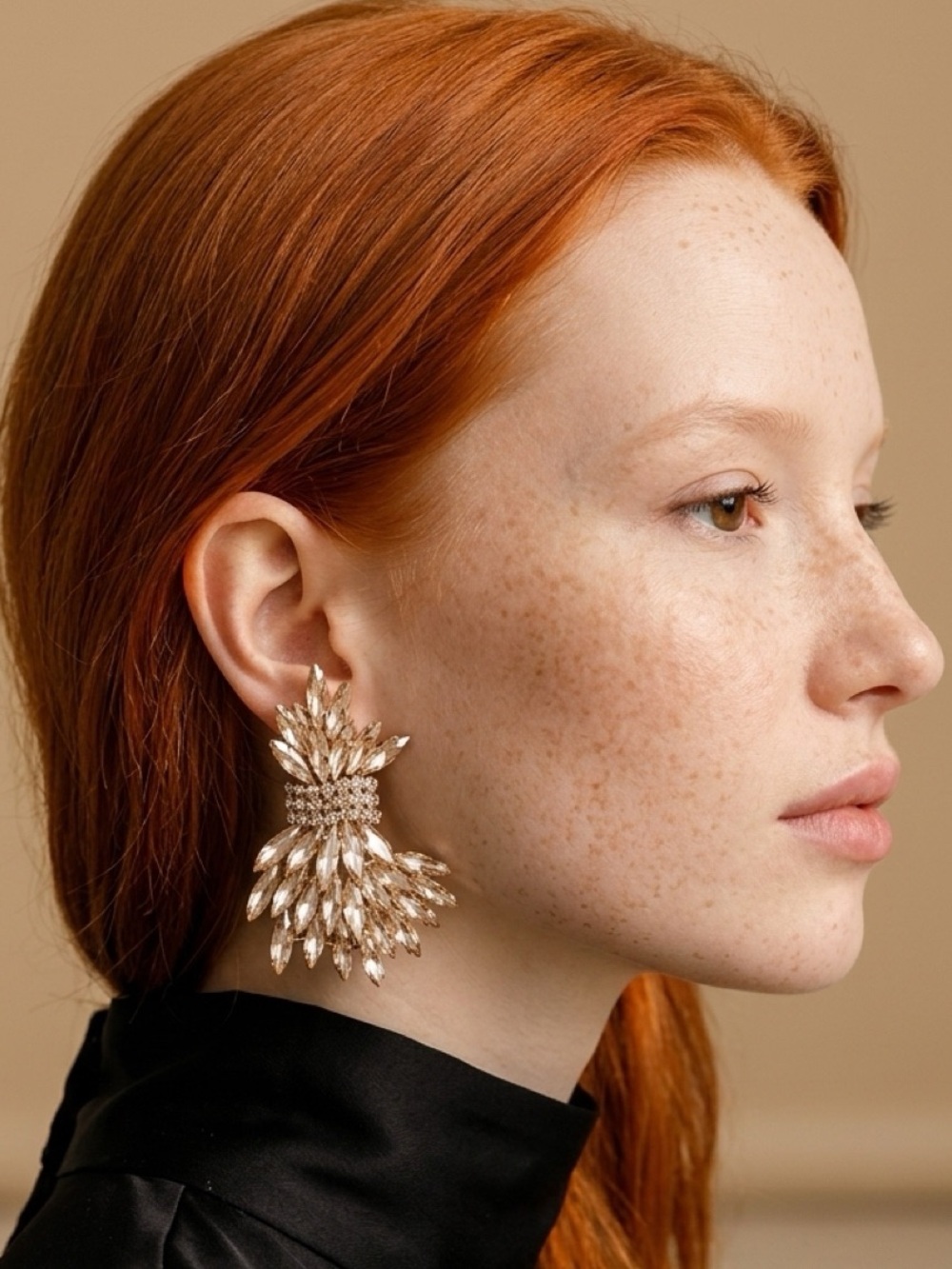 Gold Crystal Statement Drop Earrings
